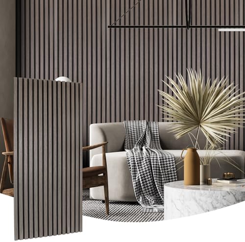 Yun-aeon Dark Walnut 2 Pack Wood Slat Acoustic Panels 47.2 x 23.6 Inch 3D by YUN-aeonPeelandStickWall