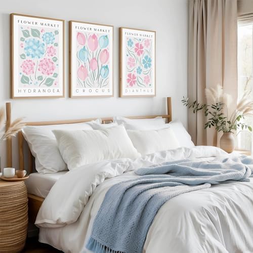 Abstract Floral Wall Art Decor Flower Market Prints Pink Blue Minimalist Canvas - Image 4