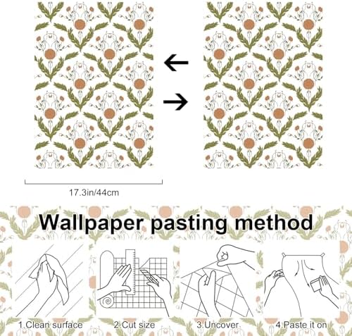Vintage Floral Wallpaper Green, Botanical Removable Peel and Stick Wallpaper - Image 7