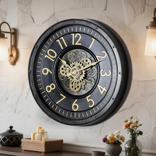 AYRELY® 24IN Decorative Moving Gear Large Wall Clock, Oversized Industrial by AYRELY