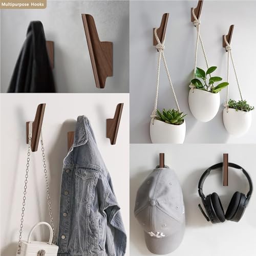 Wood Wall Hooks 4 Pack Coat Hooks Wall Mount, Towel Hooks - Image 5