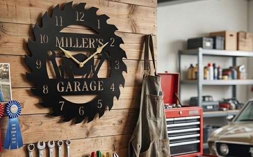 Personalized Metal Garage Clock, Custom Metal Workshop Clock, Custom Garage - Image 3