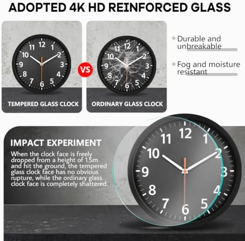 12" Modern Silent Battery Wall Clock, Decorative Wall Clocks Indoor - Image 4