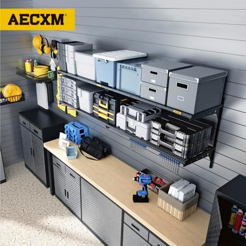 Aecxm 2-Pack 2 Tier 1.3x3ft Garage Shelving Wall Mounted, 500lbs Load - Image 7