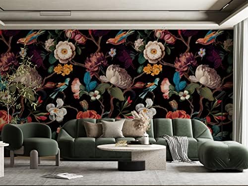 Zeeko Vintage Black Floral Peel and Stick Wallpaper Mural by Zeeko