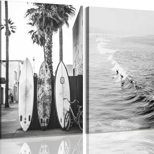 YIDINGX Black and White Coastal Surfing Landscape Posters and Prints Sea Wave by Unknown