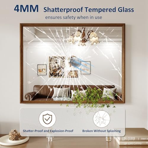 WEER Walnut Bathroom Vanity Mirror 40X30 Inch - Image 2