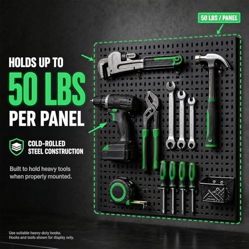 4 Pack Peg Board, 16×12" Black Metal Pegboard Wall Panels - Image 6