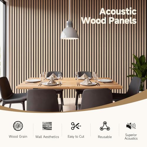 INMOZATA Wood Panels for Wall Acoustic Wood Slat Wall Panels Nature Oak - Image 3