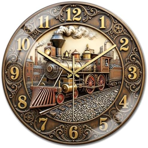 peacoblue Vintage Train Wall Clocks Battery Operated by PEACOBLUE
