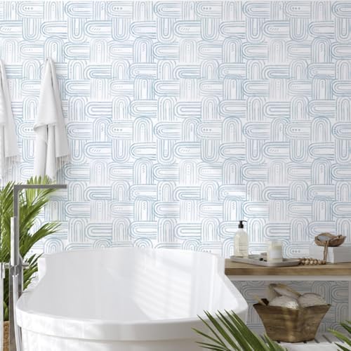 Modern Peel and Stick Wallpaper A Set of 17.3"x480" Boho Blue Contact Paper - Image 6