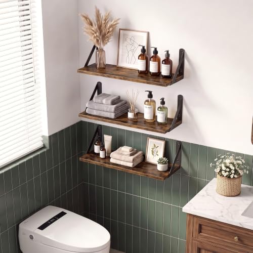 Wall Shelves 6 Inch Deep, Rustic Brown, 16 x 6 Set of 2 - Image 2