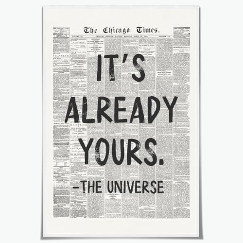 Black And White Retro Newspaper Wall Art Trendy Inspirational Universe Quote by Unknown