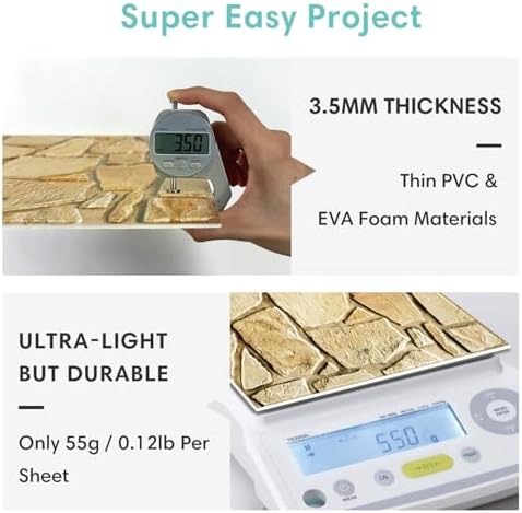Commomy 3D Faux Stone Wall Panels Peel and Stick 10 Pcs 11.8" x 11.8" - Image 4