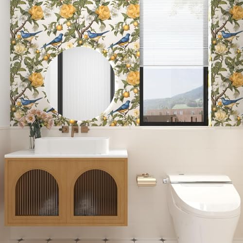 Danodoi Yellow Vintage Lemon Bird Peel and Stick Wallpaper 17.5" x 118" - Image 4