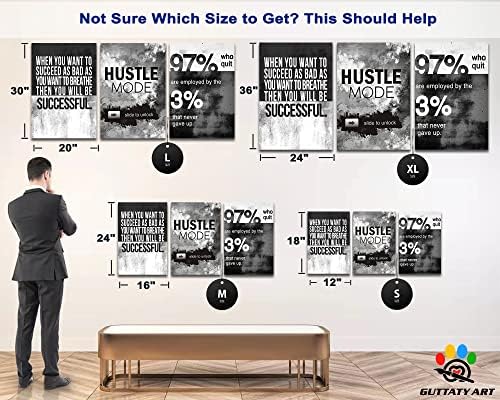 Office Wall Art-3 Panel Motivational Art, Inspirational Quotes Canvas - Image 4