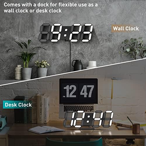 3D LED Desk & Wall Clock with Remote Control, 9.7 Inch - Image 3