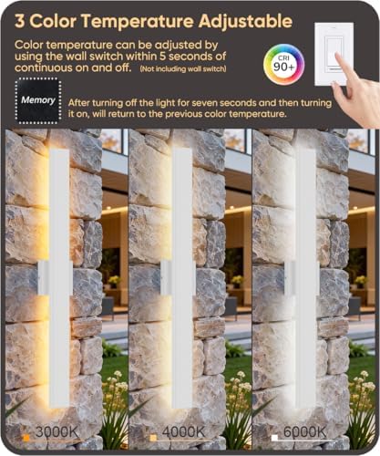 Aipsun 31.5" LED Outdoor White Wall Sconce, Modern Exterior Light Fixtures - Image 5