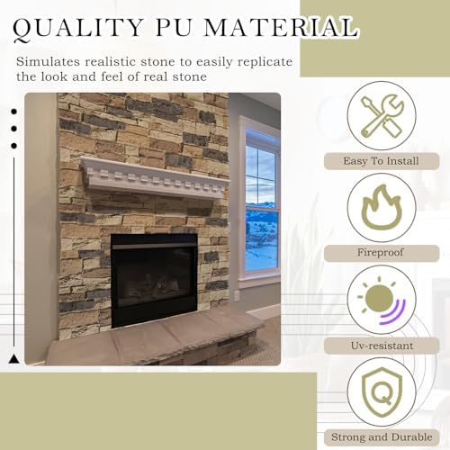 3 Pack Faux Stone Panels Interior 45.6''l x 11.8''h x 0.98''d Faux Siding - Image 3