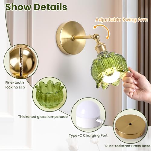 Vintage Battery Operated Wall Sconces: Set of 2 Rechargeable Wireless Light - Image 5