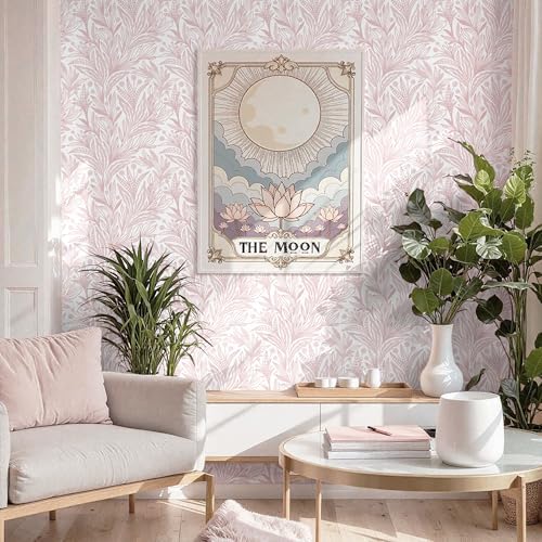 Dimoon Pink Peel and Stick Wallpaper Boho Pink White Contact Paper 17.3" X - Image 5