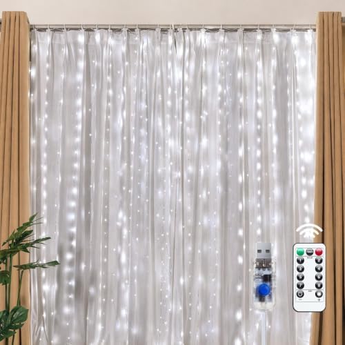 Brightown 300 LED Fairy Curtain Lights, 9.8ft x 9.8ft Curtain String Lights by Brightown