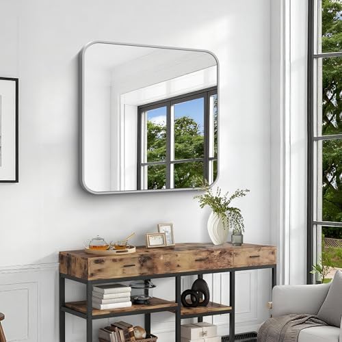 Silver Bathroom Mirror, 36 x 36 Inch Square Mirrors - Image 4