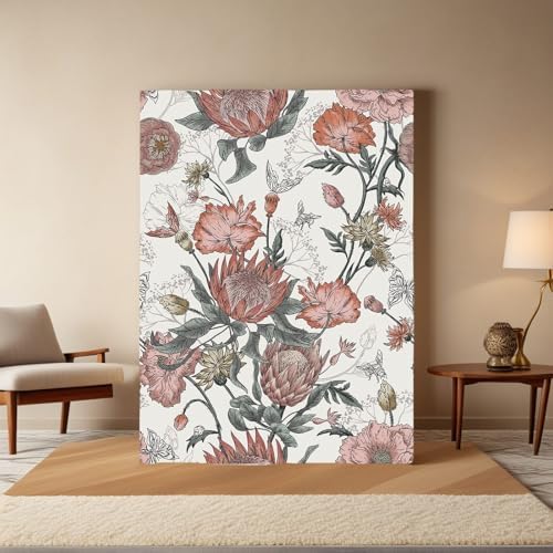 Floral Wallpaper Peel and Stick Floral Contact Paper White and Pink - Image 5