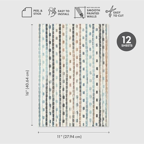 Main Street Peel and Stick Wallpaper Sheets, Woven Stripe - Image 2