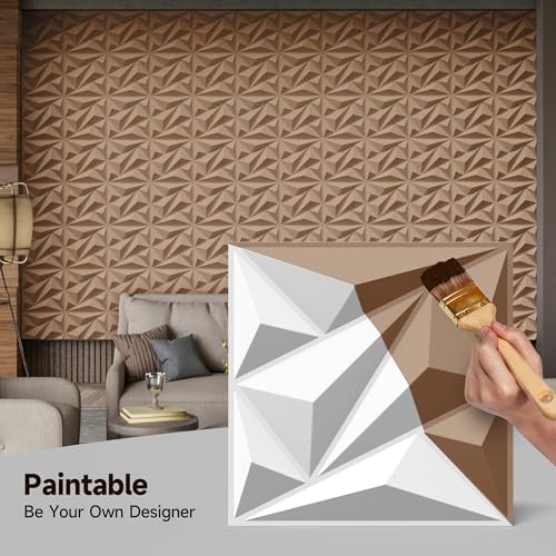 INMOZATA 3D Wall Panels, Diamond Textured PVC Accent Wall Panels - Image 3
