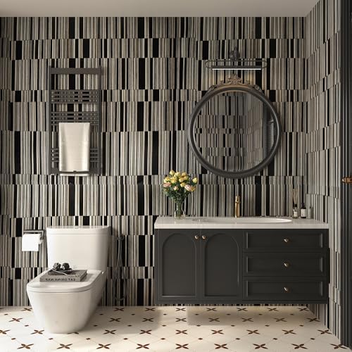 Black and White Stripe Peel and Stick Wallpaer Removable Waterproof Self - Image 2