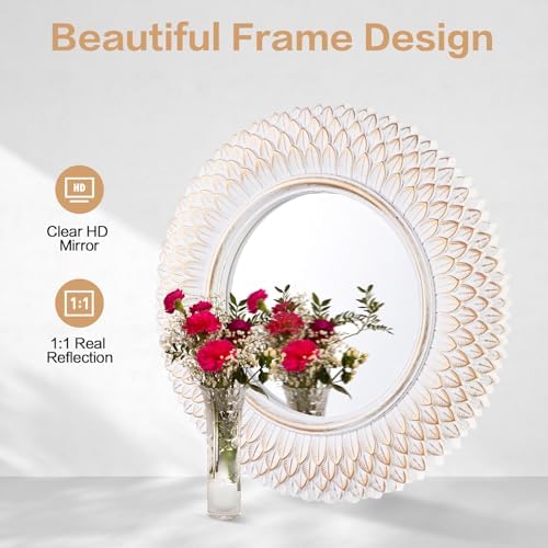 Decorative Wall Mirror, Round White Mirror, 10 x 10in - Image 3