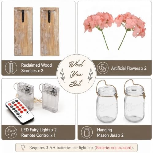 Mason Jar Wall Decor Set of 2, Rustic Brown - Image 2