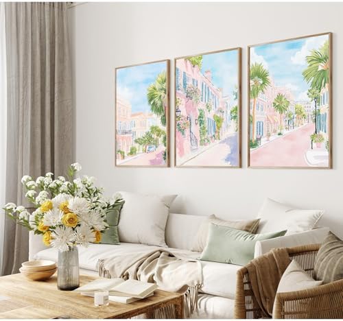 Charleston South Carolina Wall Art Preppy Watercolor Posters Pastel Coquette - Image 4
