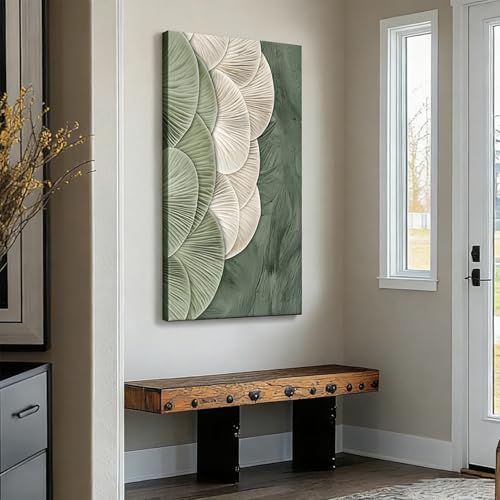 ONEOLTN Textured Abstract Green Wall Art, 20x40 In - Image 6