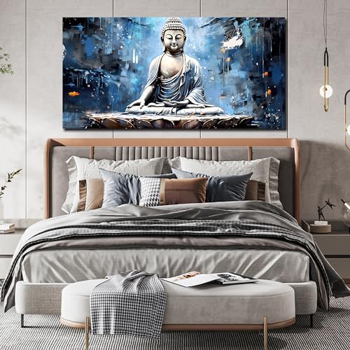 Xxliren Blue Buddha Wall Art Spiritual Wall Decor 60 x 30 Inch - Image 5