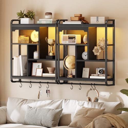HOOBRO Gaming Floating Shelves for Wall, 26.4" LED Wall Shelf Display Rack - Image 2