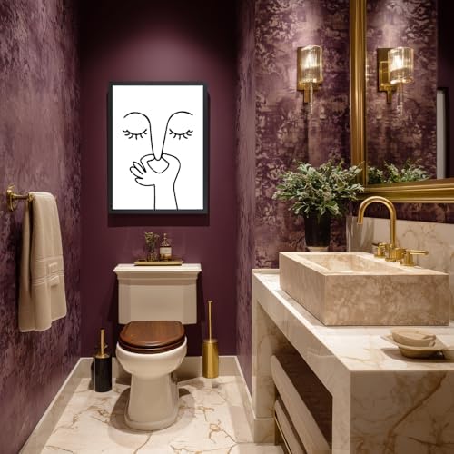 Cyebmo Funny Bathroom Wall Art, Minimalist Black and White Bathroom Picture - Image 4