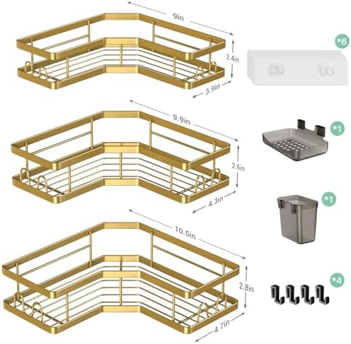 AKTECKE Corner Shower Caddy Bathroom Organizer: Adhesive Shower Rack Bathtub - Image 6
