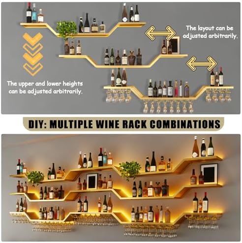 39.4"Modern LED Wine Rack Wall Mounted, 3-Tier Floating Bar Shelves - Image 4