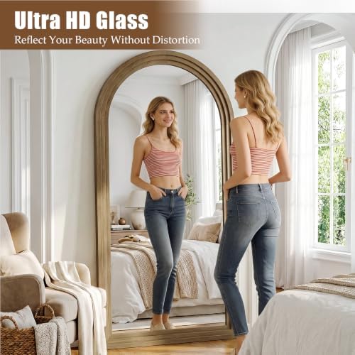 30"x71" Full Length Mirror Solid Wood Frame, Arched Floor Mirror Full Length - Image 6