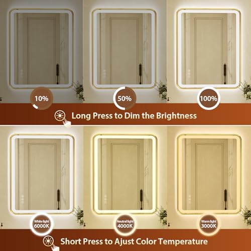 36x48 Inch Gold Framed LED Bathroom Mirror - Image 3