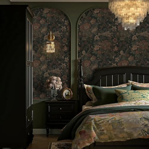 Dimoon Vintage Peel and Stick Wallpaper Dark Green Floral Wall Paper - Image 3