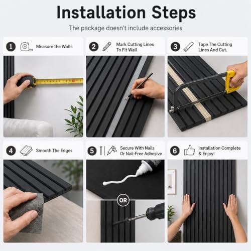 Wood Slat Wall Panel 4 Pack 93.3"x11.8", Acoustic Wood Panels - Image 7