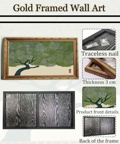 Large Framed Oriental Zen Pine Tree Tokyo Japan Style Canvas Wall Art - Image 2