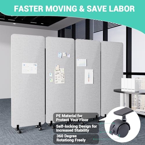 4 Panel Soundproof Room Divider, Portable Acoustic Office Divider - Image 4