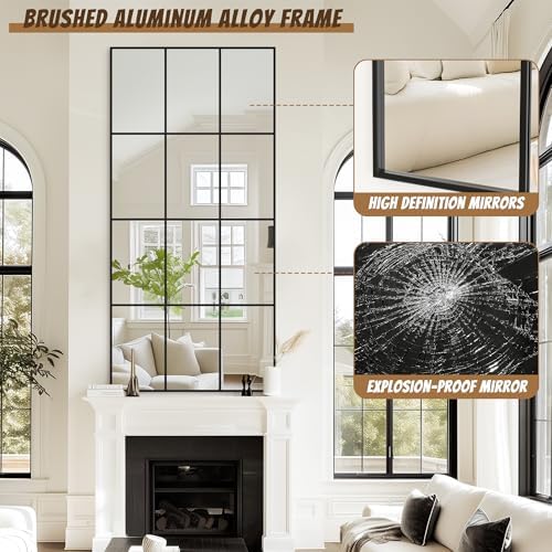 Antok Wall Mirror, Metal Framed Wall Mounted Mirror, Hanging or Leaning - Image 4