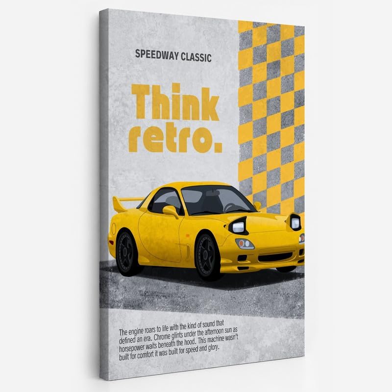 InkFlow Posters Retro Sports Car Canvas Poster by InkFlowPosters