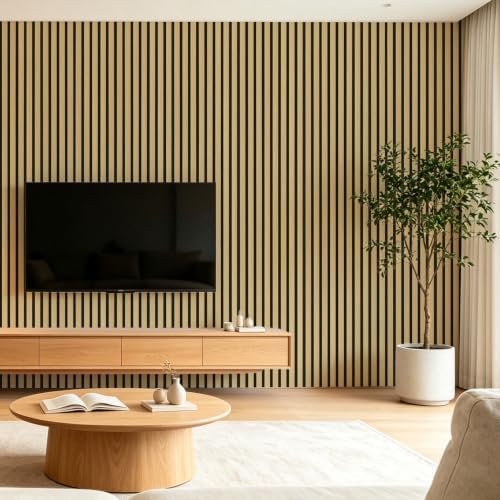 Art3d 94 x 12.6 Inch Acoustic Wood Slat Wall Panel, Natural Oak - Image 3