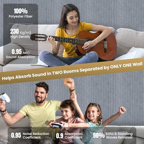 TO-TH Soundproofing Panels High-Density Acoustic Panel 5 Pack, African Gray - Image 5
